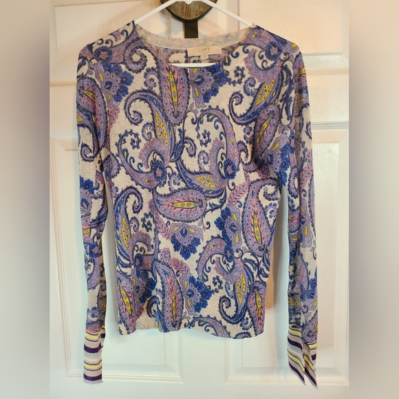 (1429) The Loft Woman's Long Sleeve Blouse, Small Design: Paisley Multi Color - Picture 5 of 14